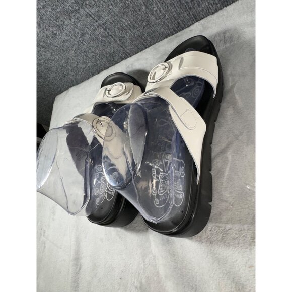 Alegria womens size 9  EURO 39 White Leather Sandals With Buckles slip on - Picture 16 of 16